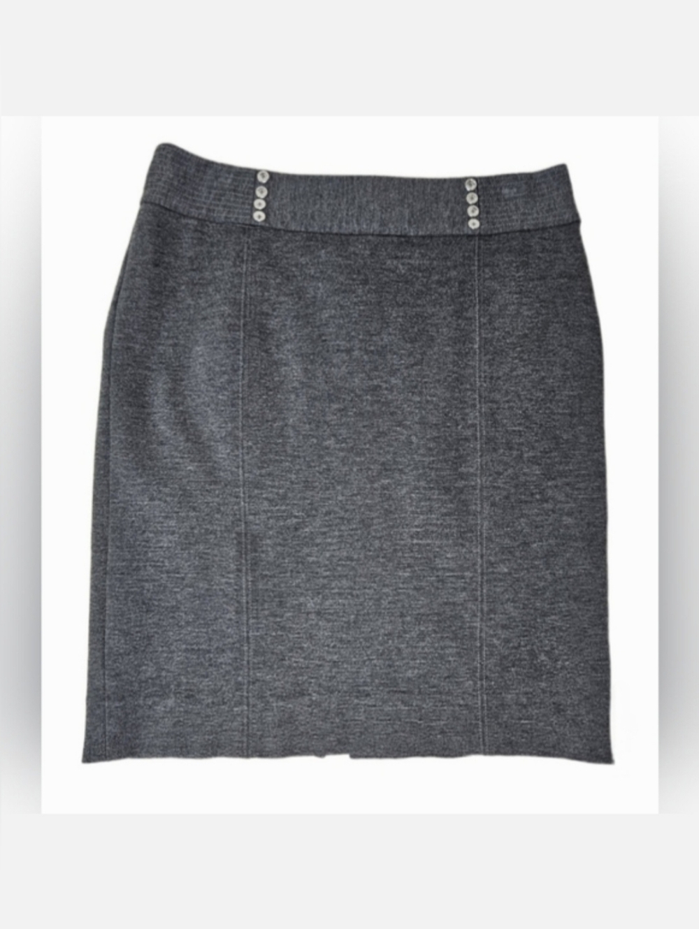 White House Black Market Women's Ponte Pencil Lined Skirt Charcoal Gray Size 10